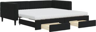 vidaXL Vidaxl - Sof&aacute; Cama Nido Con Cajones Terciopelo Negro 100x200 Cm