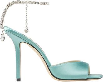 Jimmy Choo London Saeda Crystal Embellished Satin Sandals, Brand Size 34.5 ( US Size 4.5 )