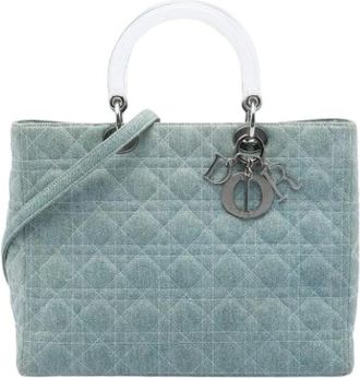 Dior Pre-owned Lady Satchel - Dames - Vintage Handtas - Blauw - ONE Size - Leer - Vintage