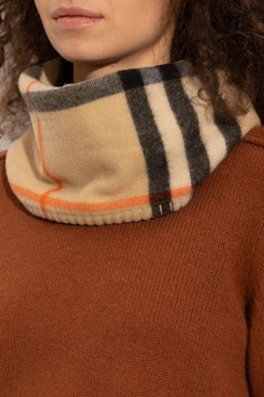 Burberry Plaid Pattern Snood, Unisex, Beige