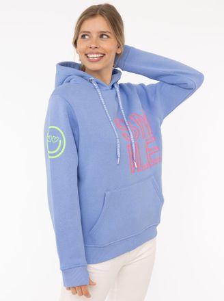Zwillingsherz Hoodie ZWILLINGSHERZ Alissa 2.0, Damen, Gr. XXL, blau, Sweatware, Obermaterial: 50% Baumwolle, 50% Polyester, bedruckt, unifarben, h&uuml;ftbedeckend, ohne