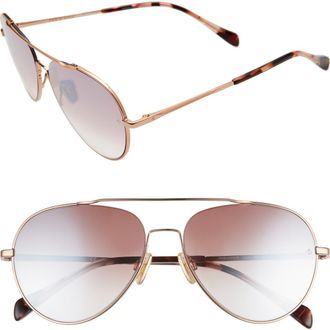 Rag & Bone 58mm Gradient Aviator Sunglasses in Red Gold/Brown at Nordstrom Rack