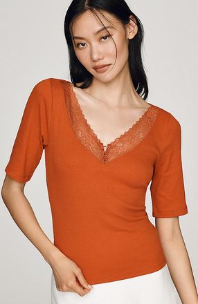 Maeve V-Neck Henley T-Shirt Top