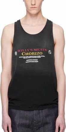 Willy Chavarria Chorizo Destroyed Tank Top In Washed Black
