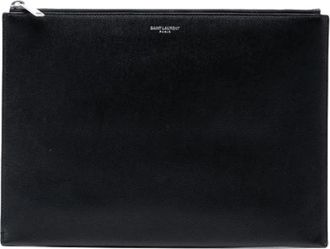 Saint Laurent Pre-owned Leren Clutch - Dames - Vintage Clutch - Zwart - ONE Size - Leer - Vintage