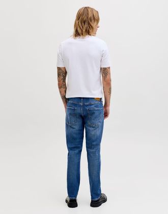 Jack & Jones Clark jeans a vita media lavaggio stonewashed in denim blu