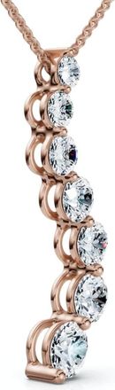 Pompeii3 F/VS 3Ct Diamond Journey Pendant Gold Womens Necklace Lab Grown