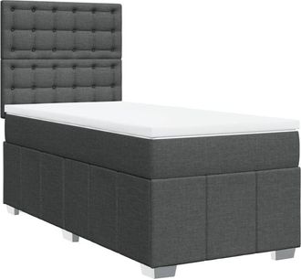 vidaXL Cama Box Spring Con Colch&oacute;n Tela Gris Oscuro 80x200 Cm Vidaxl