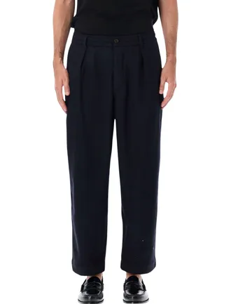 Universal Works Relaxed Black Oxford Pants with Adjustable Waist and Functional Pockets