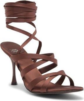 Jeffrey Campbell Obsessed Ankle Wrap Sandal in Brown Satin at Nordstrom Rack, Size 5.5