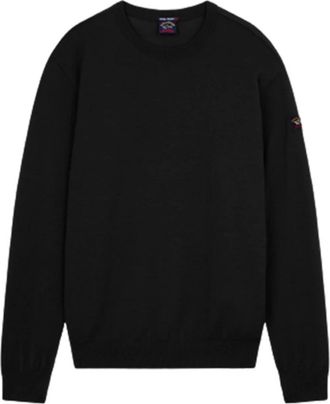 Paul & Shark Black Logo Badge Sweater - Heren - Sweatshirts - Zwart - XS - Wol - Hoodies & sweatvesten