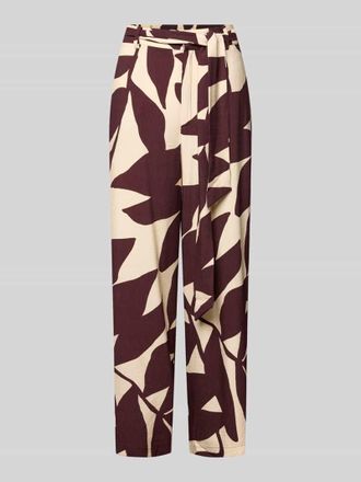 Mango Stoffhose aus Viskose-Mix mit Bindeg&uuml;rtel Modell PLUMAS in Lila, Gr&ouml;&szlig;e XL