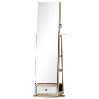 HOMCOM Armario joyero 56x56x164 cm madera natural