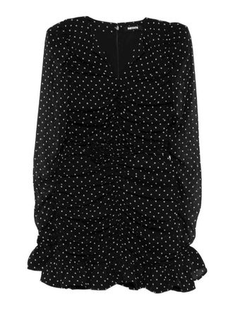 Rotate Short Black Dress With White Polka Dots