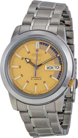 Seiko 5 Automatic Gold Dial Stainless Steel Mens Watch SNKK29