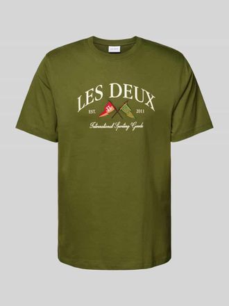 Les Deux T-Shirt mit Label-Stitching Modell Ivy in Khaki, Gr&ouml;&szlig;e M