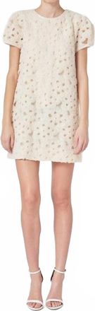 endless rose Pearl And Tulle Mini Dress In Champagne