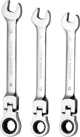 OEM Juego De 3 Llaves De Carraca Con Cabezal Flexible, Llave De Carraca De Doble Funci&oacute;n, Juego De Llaves De Carraca Manuales - 12 Mm, 13 Mm, 14 Mm