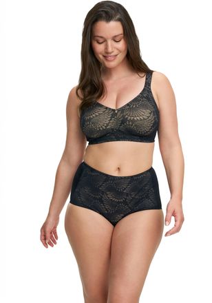 Susa B&uuml;gelloser BH SUSA Sevilla, Damen, Gr. 100, Cup D, schwarz, Obermaterial: 70% Polyamid, 30% Elasthan, gemustert, leicht transparent, BHs B&uuml;gelloser BH