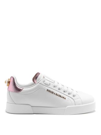 Dolce & Gabbana Portofino maxi pearl white leather sneakers