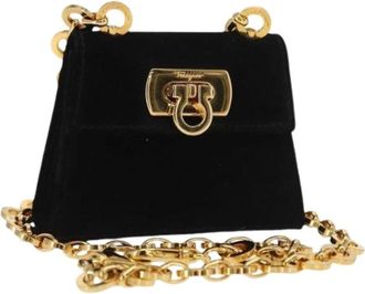 Ferragamo Pre-owned Mini Bags, female, Black, Size: ONE SIZE Pre-owned Suede Shoulder Bag
