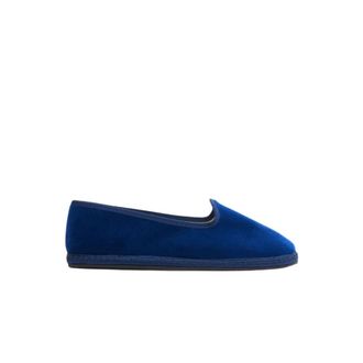 Scarosso Valentina Blauwe Velvet Pantoffels - Dames - Pantoffels - Blauw - 35 EU - Katoen - Schoenen