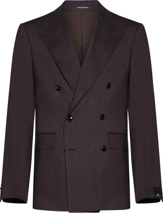 Tagliatore Double-Breasted Blazer - Heren - Blazers - Bruin - L - Wol - Jassen