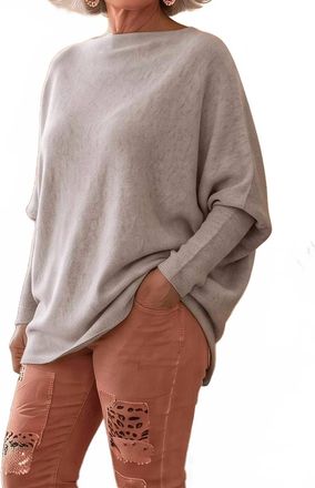 Made in Italy Iconic Asymmetrical Sweater In Light Grey