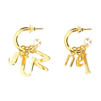 Sunnei Lettering Logo Dangle Oorbellen - Dames - Oorbellen - Geel - ONE Size - Accessoires