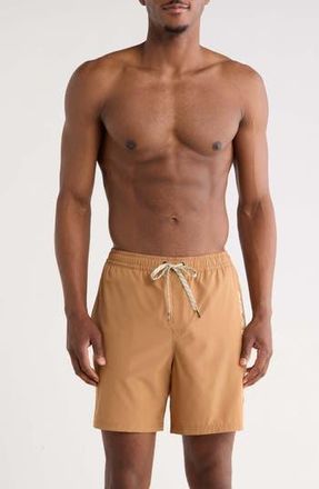 Quiksilver Wind Logo Volley Swim Trunks in Tobacco Brown at Nordstrom Rack, Size X-Large