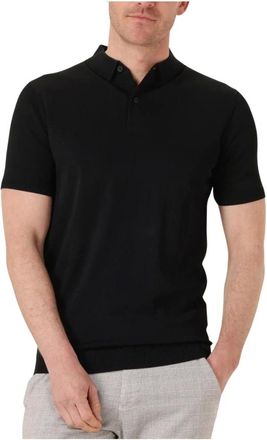 Genti Tops, Heren, Zwart, S, Zwarte Polo Button SS voor heren
