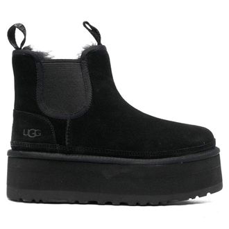 UGG Neumel Platform Chelsea Suede Womens Ankle Boots - Black - Size:UK 4