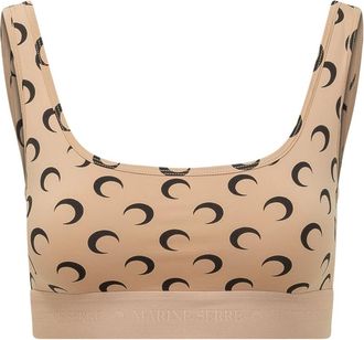 Marine Serre Moon Printed Jersey Sportbeha - Dames - Sport BHs - Beige - L - Fitness