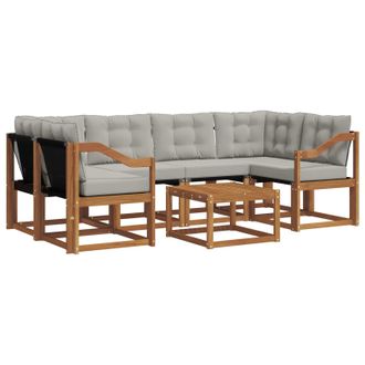 vidaXL Conjunto De Sof&aacute;s De Exterior 7 Pcs Gris Natural Y Claro Vidaxl