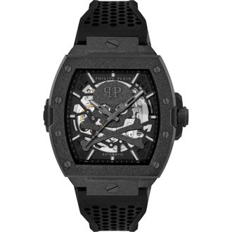 Philipp Plein The $keleton Frosted Silicone Strap Watch, 44mm in Ip Black at Nordstrom