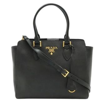 Prada Pre-owned Handbags, female, Black, Size: ONE SIZE Pre-owned Saffiano Shoulder Bag