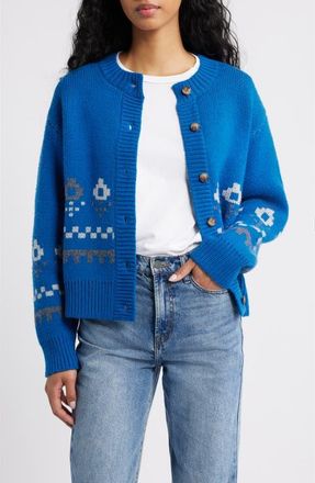 Damson Madder Romily Wool Cardigan in Blue at Nordstrom, Size 10 Us