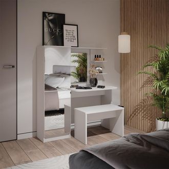 Vicco Tocador Jasmin, Blanco, 123 X 141.2 Cm Con Banco