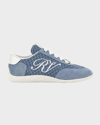 Roger Vivier Viv Canvas and Suede Low-Top Sneakers