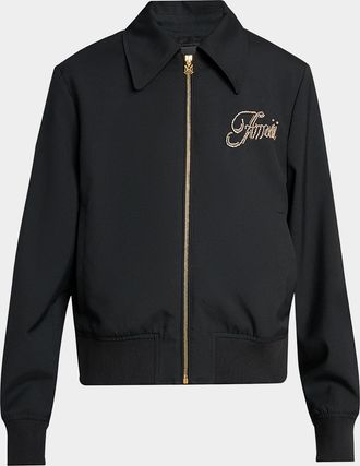 Amiri Mens Crystal Club Amiri Satin Blouson