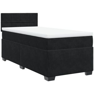 vidaXL Box Spring Bed with Mattress Black 90x190 cm Velvet Vidaxl