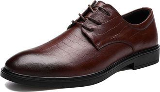 Generic Oxford Dress Shoes for Men Lace Up Burnished Round Toe Derby Shoes Leather Anti-Slip Low Top Non Slip Resistant Business(Brown,5.5 UK)