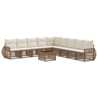 vidaXL Conjunto De Sof&aacute;s De Jard&iacute;n 10 Pcs Beige Y Blanco Crema Vidaxl