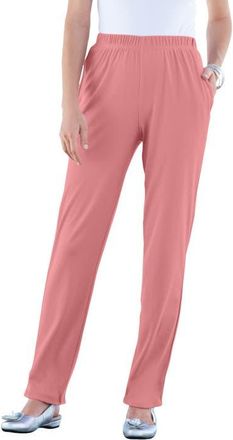 Roaman's Plus Size Soft Knit Relaxed Pull-On Straight Leg Pant in Desert Rose at Nordstrom, Size 4X