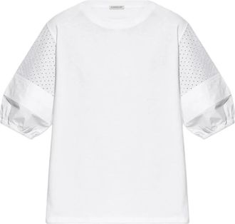 Moncler T-shirt met perforatiedetails - Dames - T-shirts - Wit - M - Tops