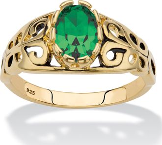 Palm Beach Jewelry Birthstone Gold-Plated Sterling Silver Filigree Ring