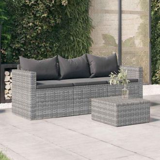 vidaXL Divano da Giardino a 3 Posti con Cuscini in Polyrattan Grigio - Vidaxl