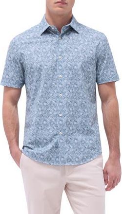 Bugatchi Miles OoohCotton Floral Short Sleeve Button-Up Shirt in Shark at Nordstrom Rack, Size Large