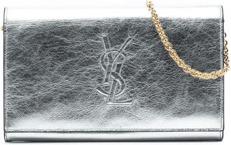 Saint Laurent Pre-owned Cross Body Bags, female, Gray, Size: ONE SIZE Pre-owned Chain Wallet