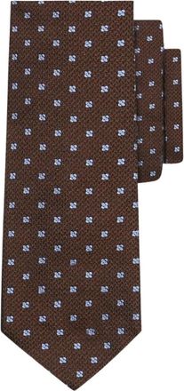 Brooks Brothers Micro Floral Zijden Stropdas - Heren - Stropdassen - Bruin - ONE Size - Accessoires